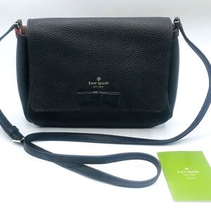 Kate Spade Pershing Street Avva Leather Crossbody Shoulder Bag Purse Black New